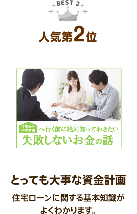 人気第2位：とっても大事な資金計画 住宅ローンに関する基本知識がよくわかります。